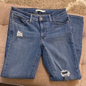 Levi's Blue Distressed Skinny Jeans